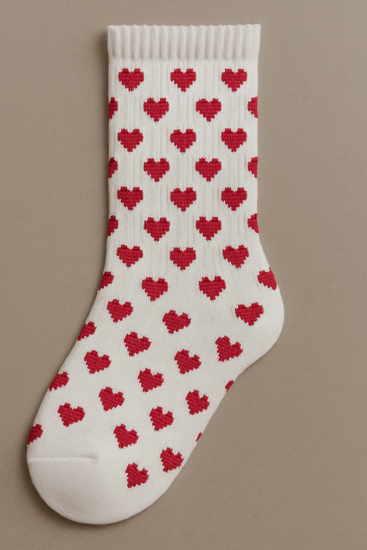 "Pixel Heart" white socks